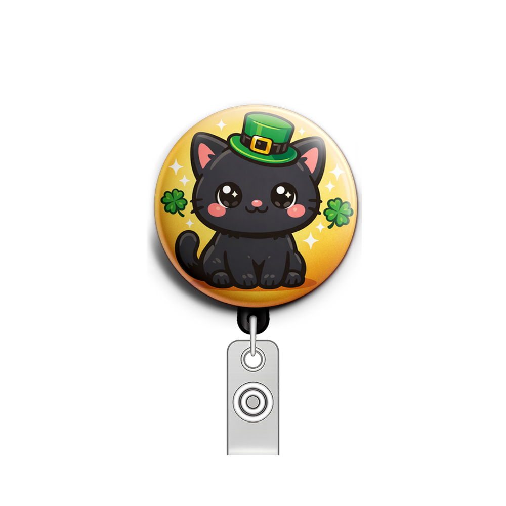 Lucky Black Cat Swapfinity Retractable ID Badge Reel - - Topperswap