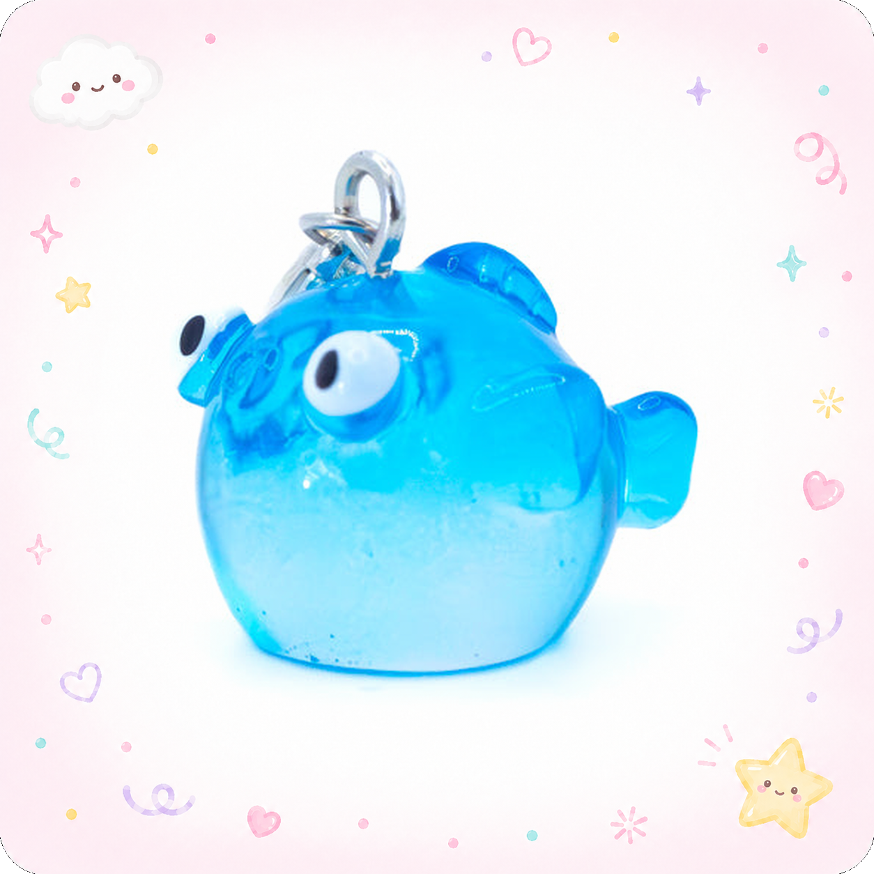 Bubbly Blowfish Charm Swapfinity Badge Reel Add-on - - Topperswap