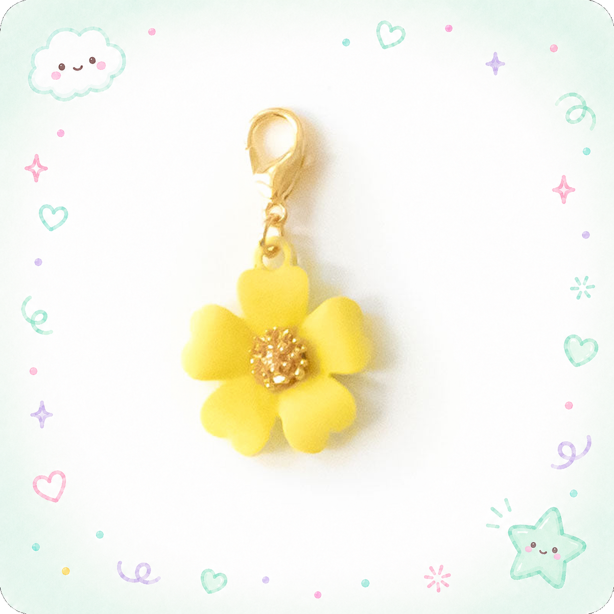 Yellow Flower Charm Badge Reel Add-on - - Topperswap