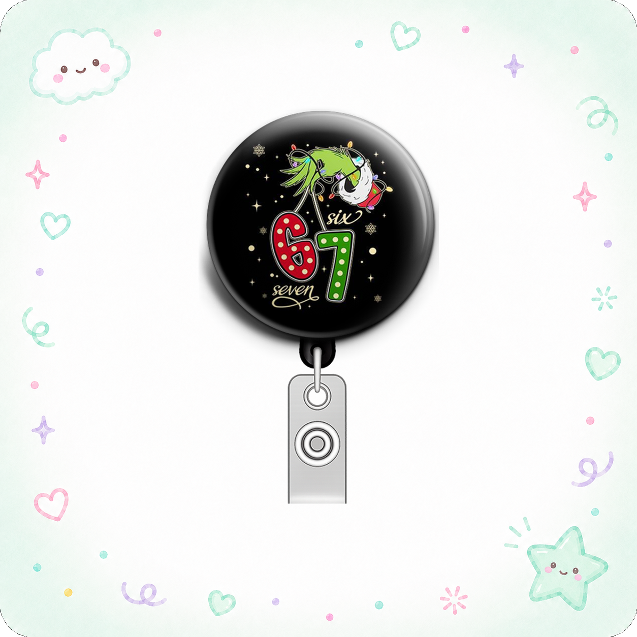 Grinchy Mischief Swapfinity Retractable ID Badge Reel - - Topperswap