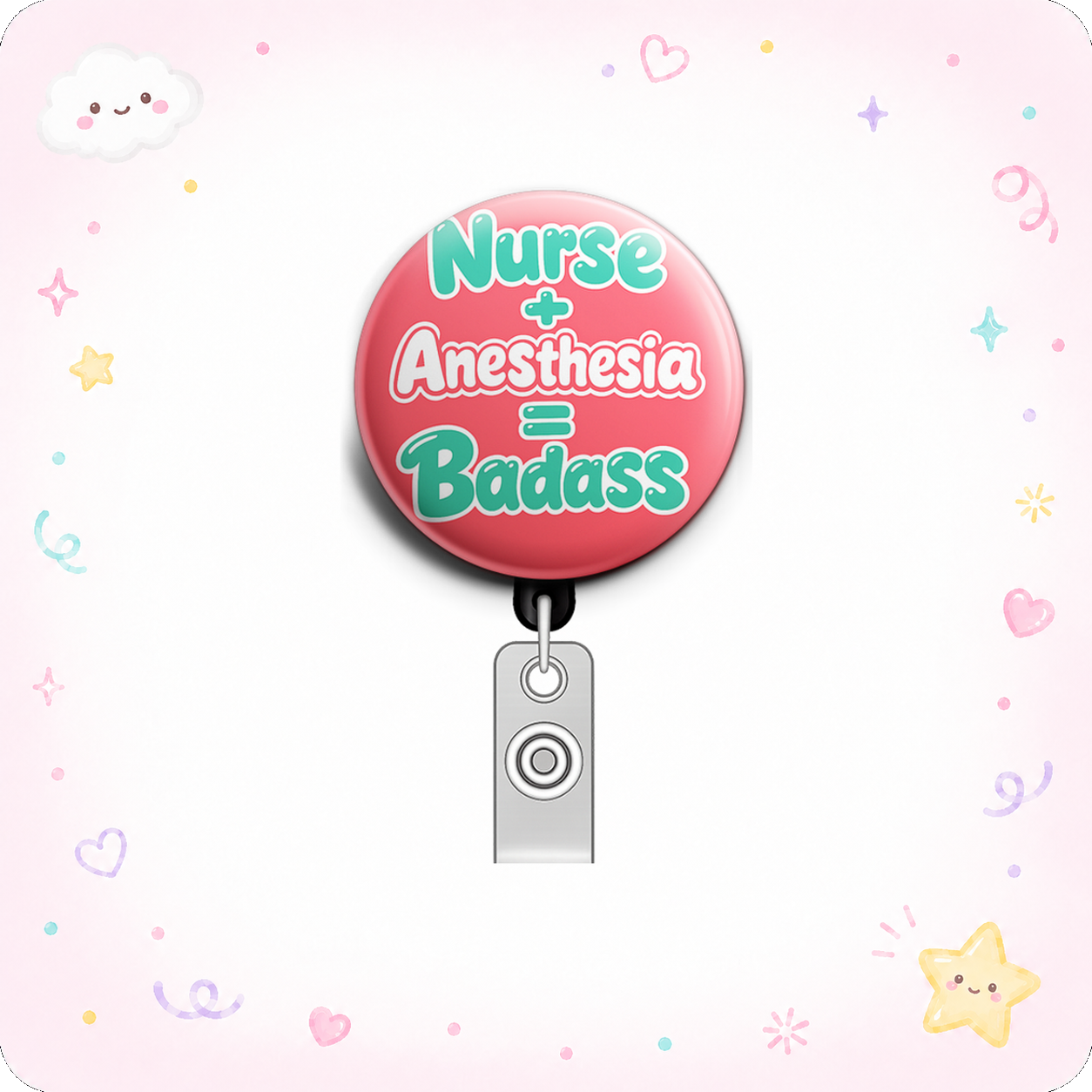 Nurse + Anesthesia = Badass Swapfinity Retractable ID Badge Reel - - Topperswap