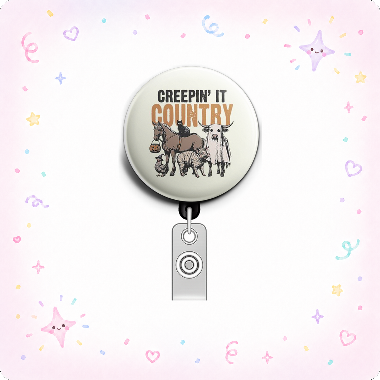 Boo-tiful Barnyard Swapfinity Retractable ID Badge Reel - - Topperswap