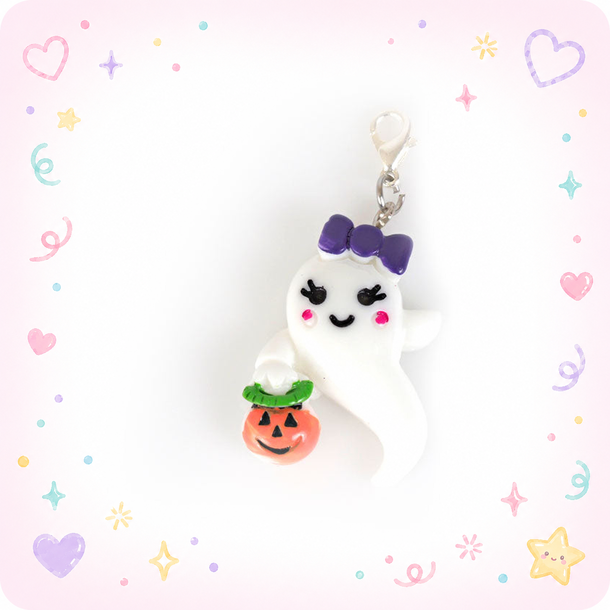 Trick or Treat Ghost Charm Badge Reel Add-on - - Topperswap