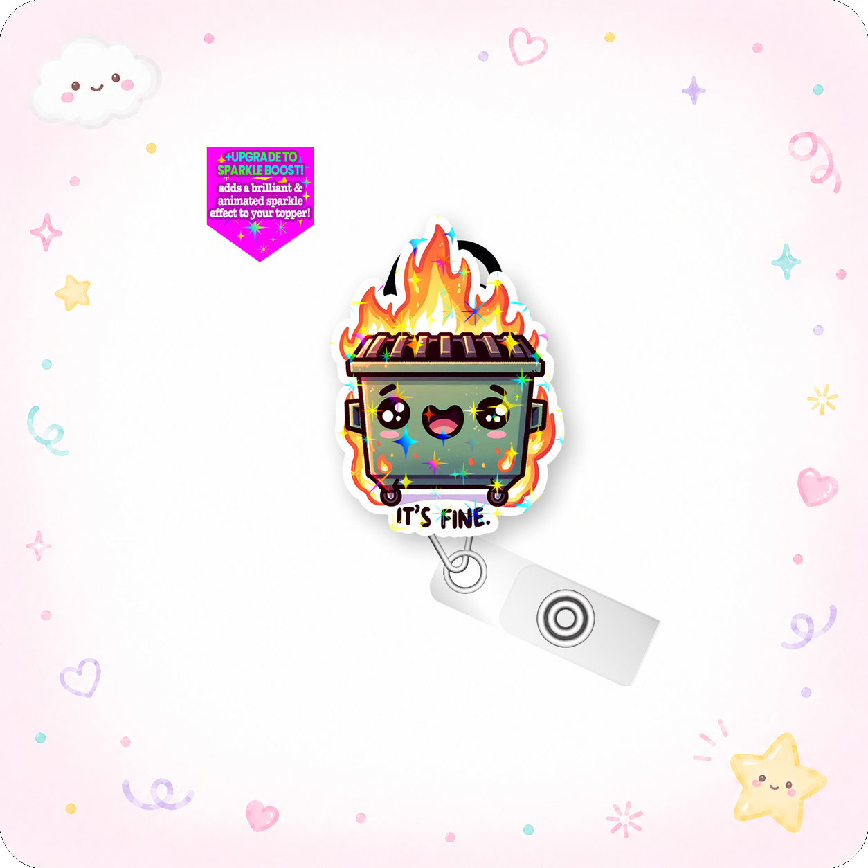 It's Fine Pop Topper Swapfinity Retractable ID Badge Reel - - Topperswap