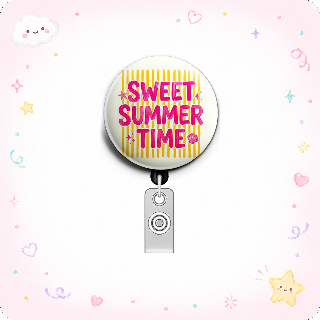 Beach Retreat Swapfinity Retractable ID Badge Reel - - Topperswap