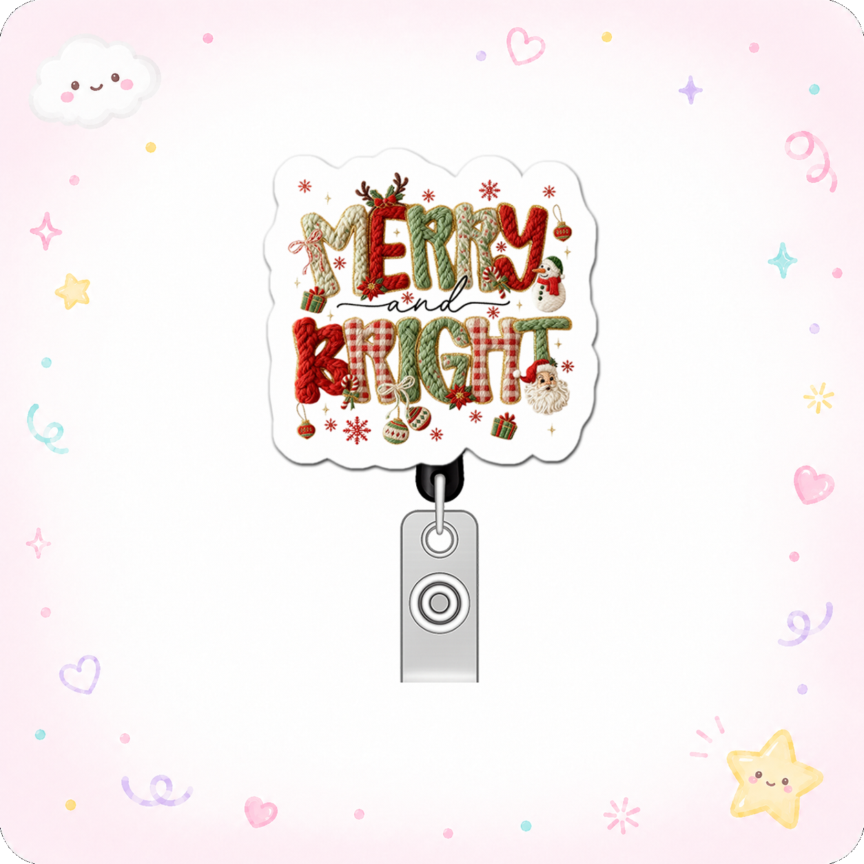 Holiday Cheer Guru Pop Topper Swapfinity Retractable ID Badge Reel - - Topperswap