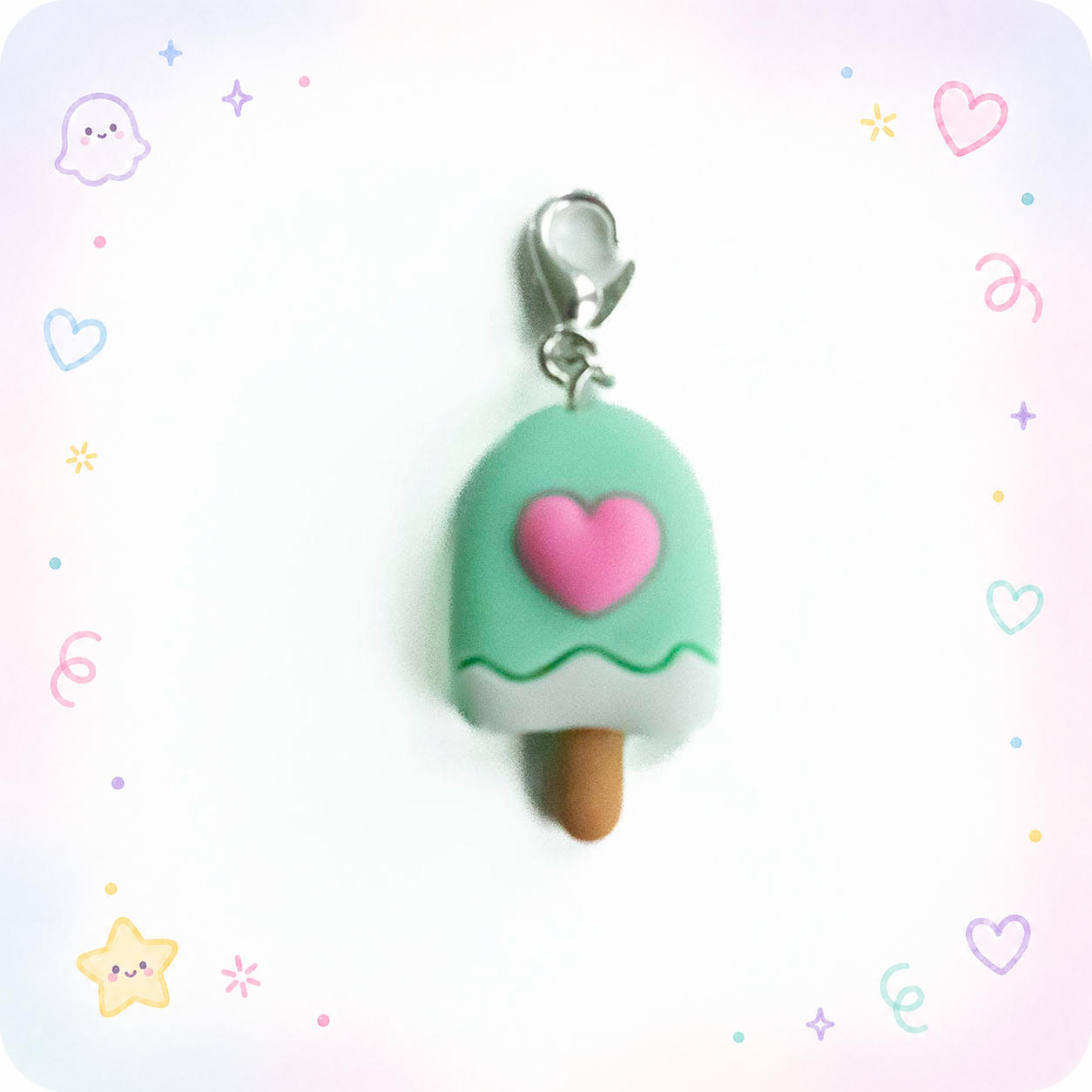 Summer Aqua Blue Popsicle Heart Badge Reel Add-on - - Topperswap