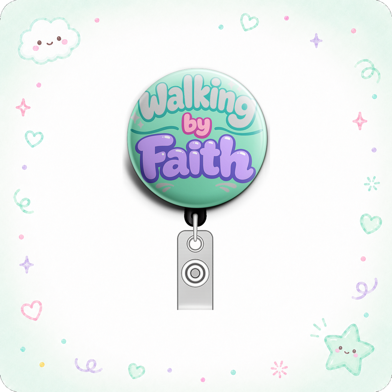 Walking by Faith Swapfinity Retractable ID Badge Reel - - Topperswap