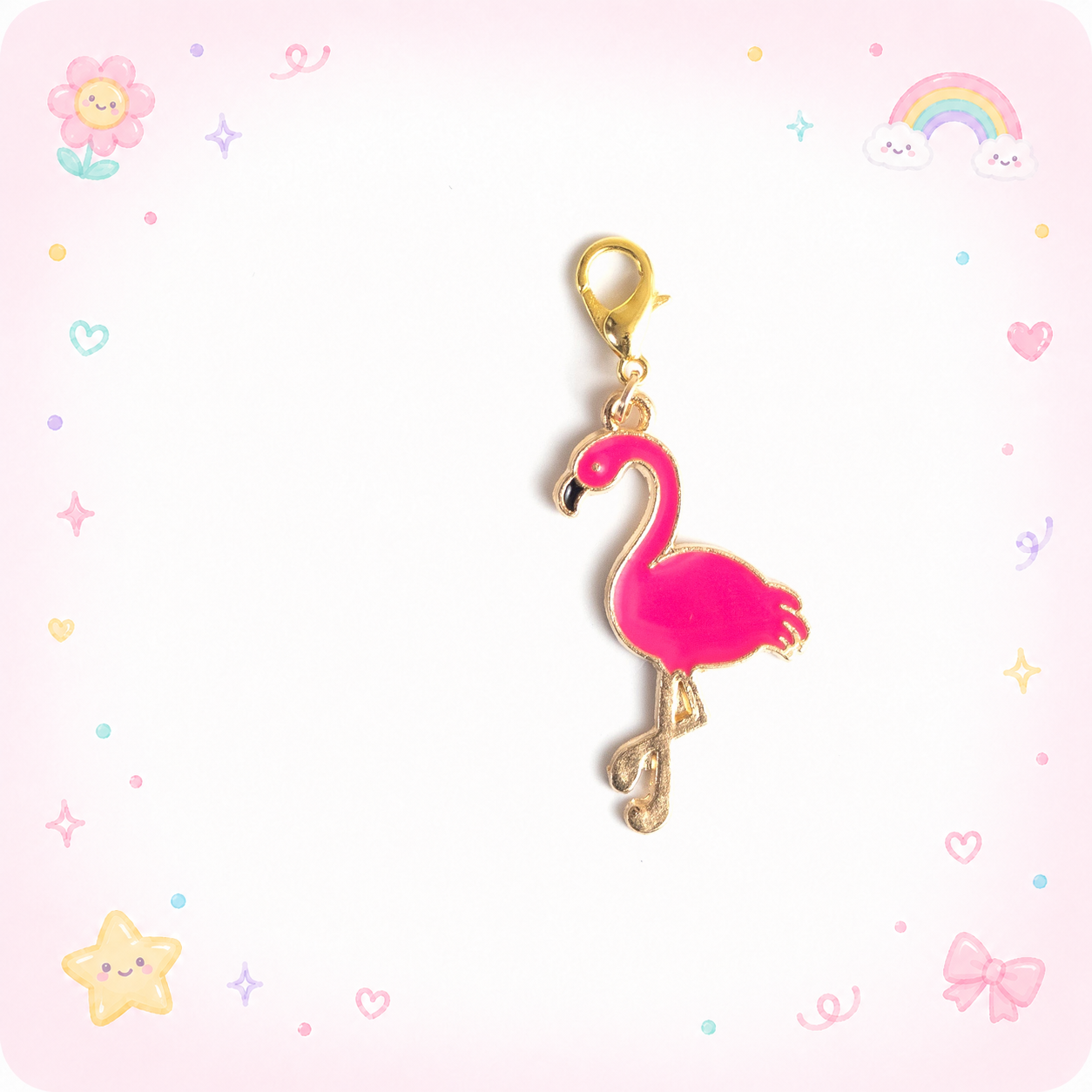 Pink Flamingo Charm Badge Reel Add-on - - Topperswap