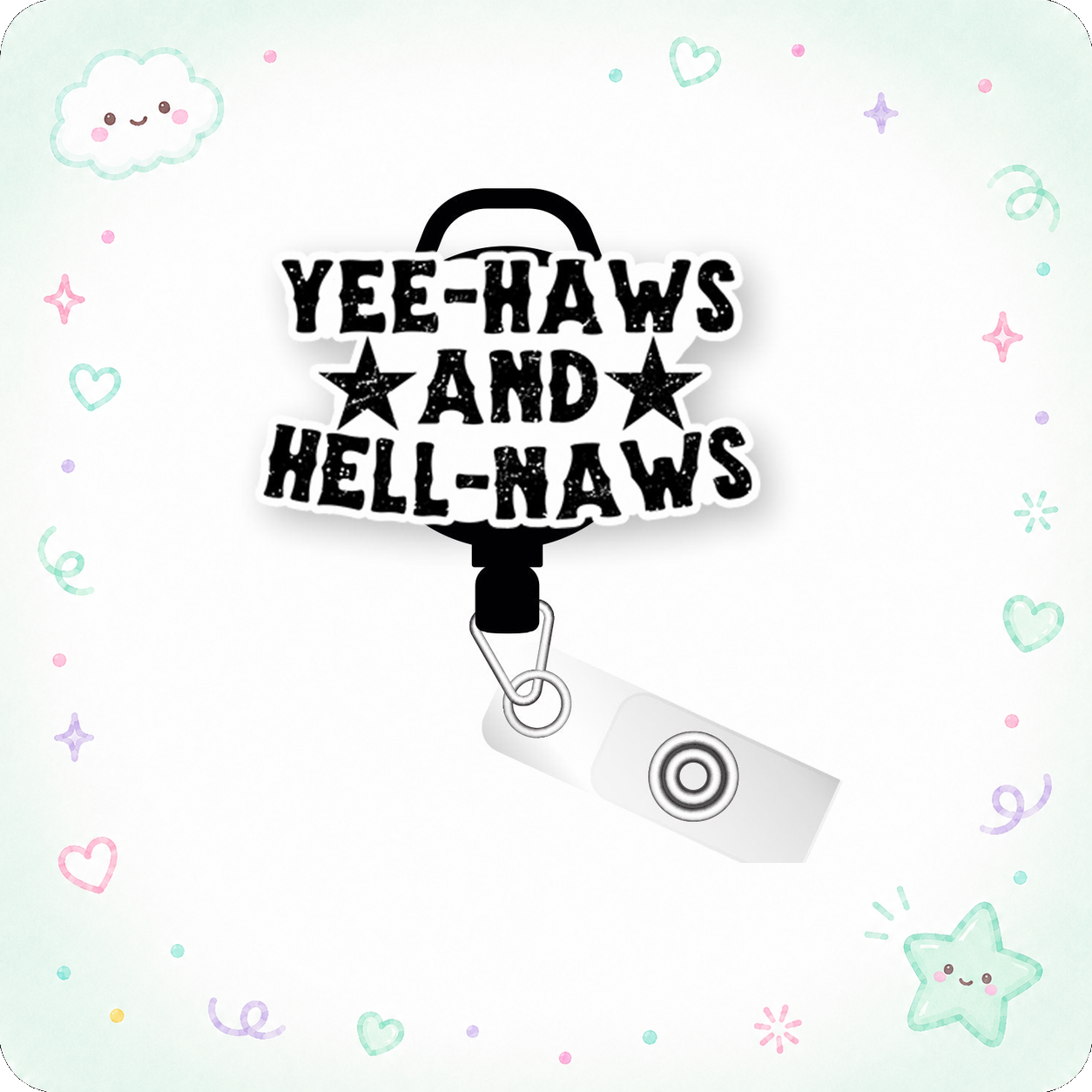 Yee-Haws and Hell-Naws Pop Topper Swapfinity Retractable ID Badge Reel - - Topperswap