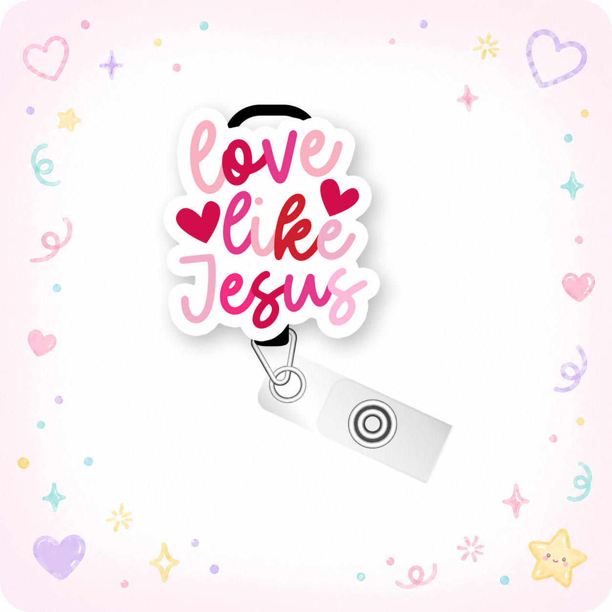 Love Like Jesus Pop Topper Swapfinity Retractable ID Badge Reel - - Topperswap
