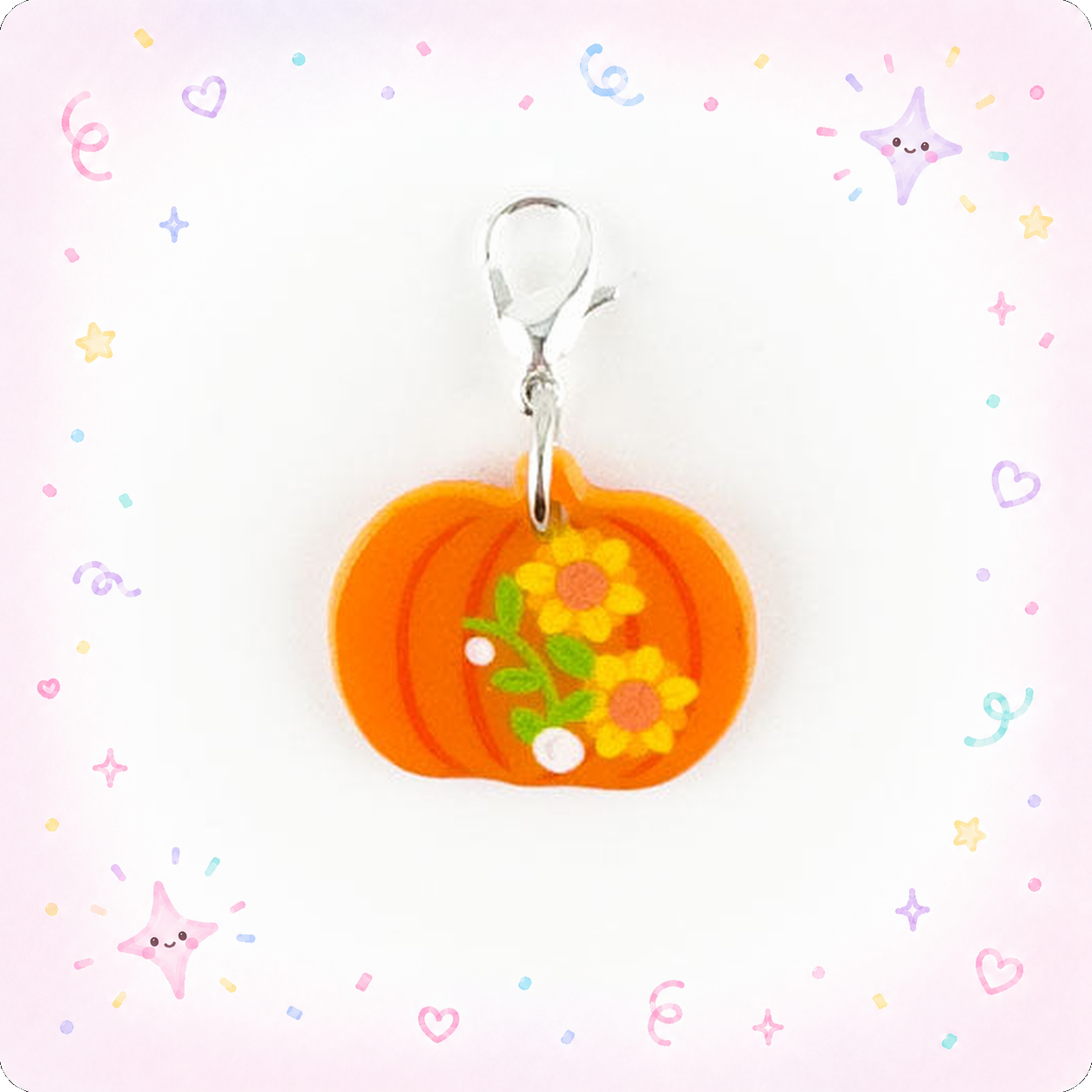 Floral Harvest Pumpkin Charm Swapfinity Badge Reel Add-on - - Topperswap
