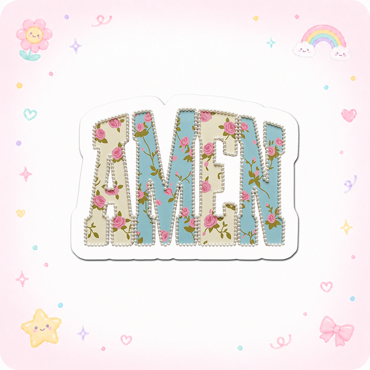 Floral Amen Guru Sticker - - Topperswap