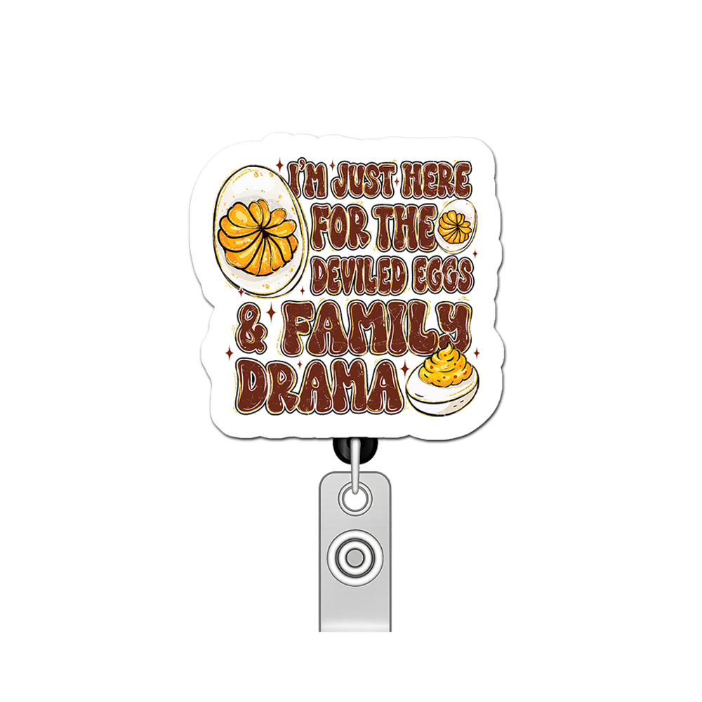 Deviled Egg Drama Diva Pop Topper Swapfinity Retractable ID Badge Reel - - Topperswap