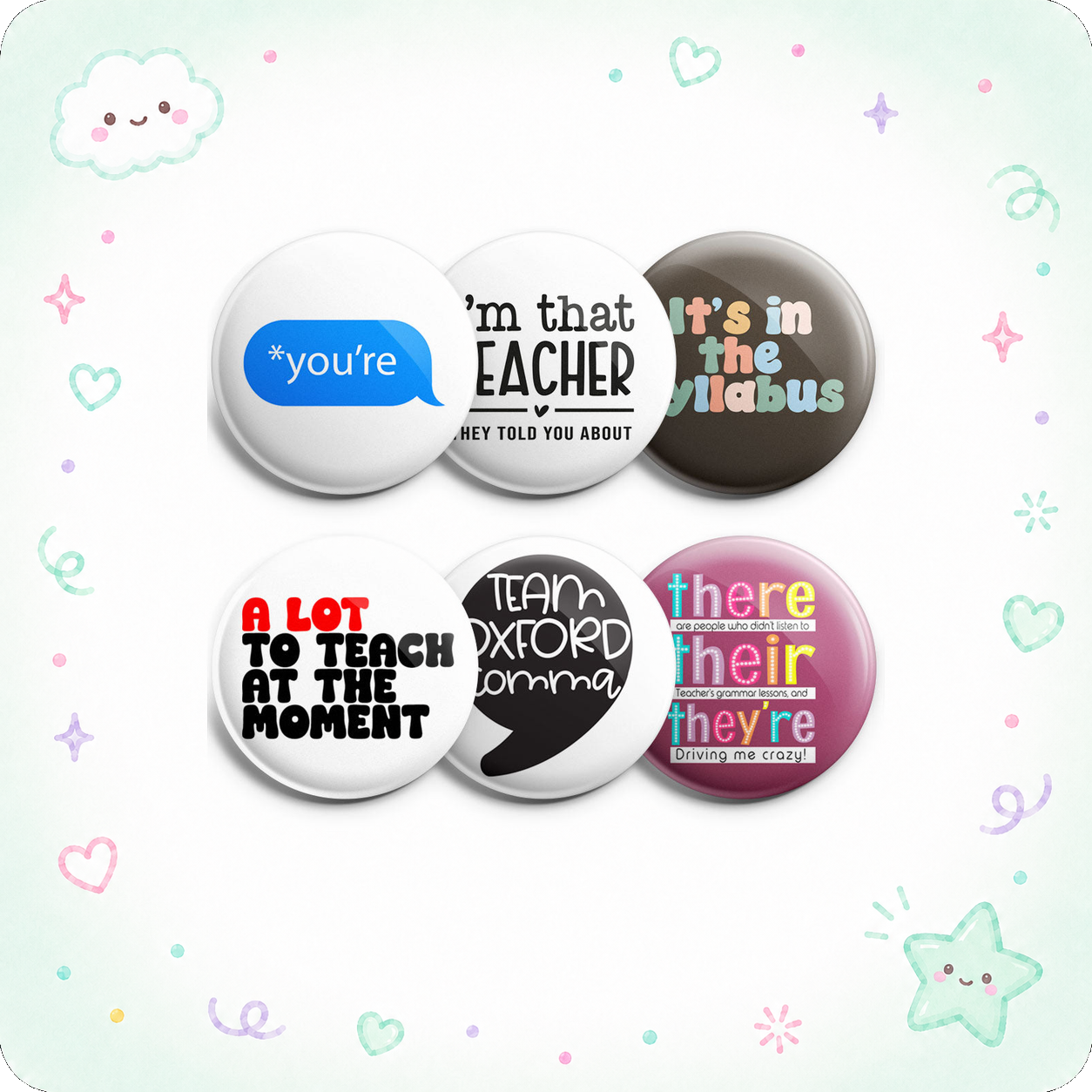 Funny Teacher Topper 6-Pack (Save 15%) - - Topperswap