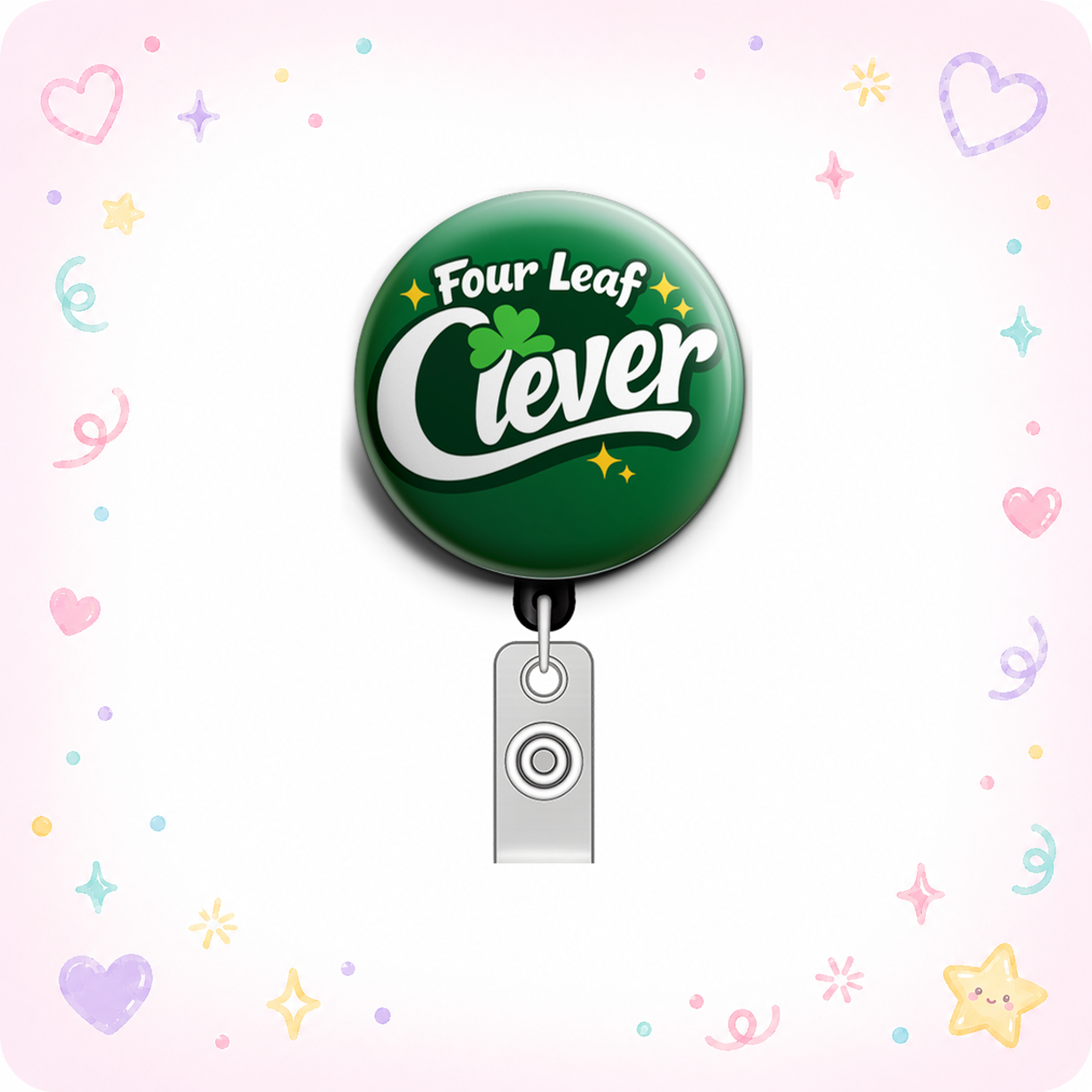 Four Leaf Clever Swapfinity Retractable ID Badge Reel - - Topperswap