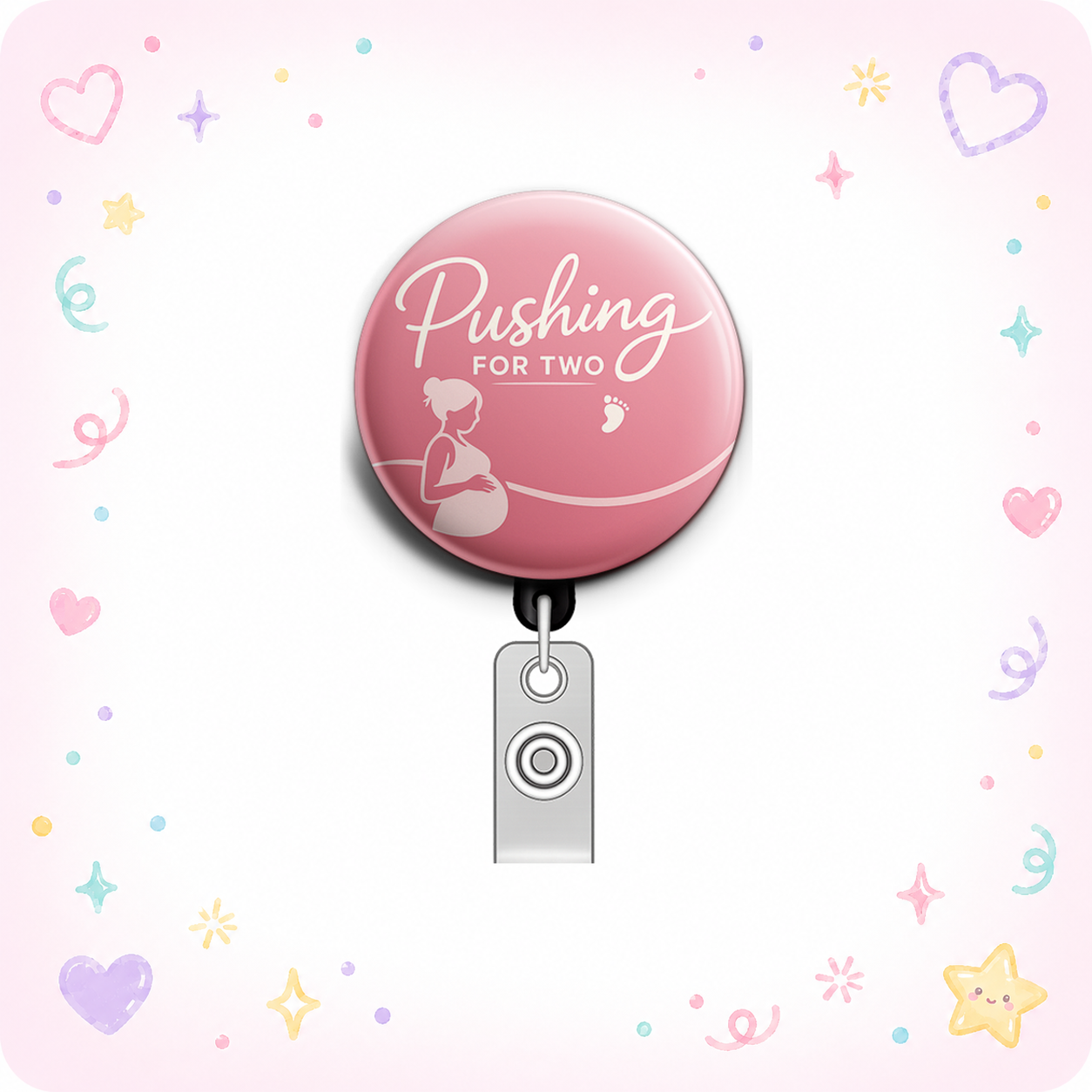 Pushing For Two Swapfinity Retractable ID Badge Reel - - Topperswap