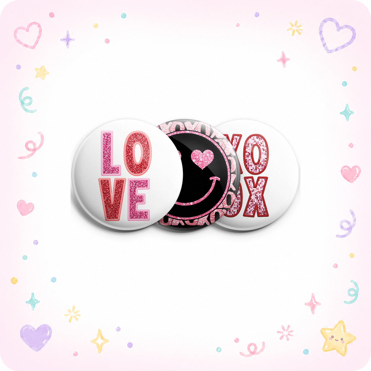 Glittery Valentines Trio Topper 3-Pack (Save 5%) - - Topperswap
