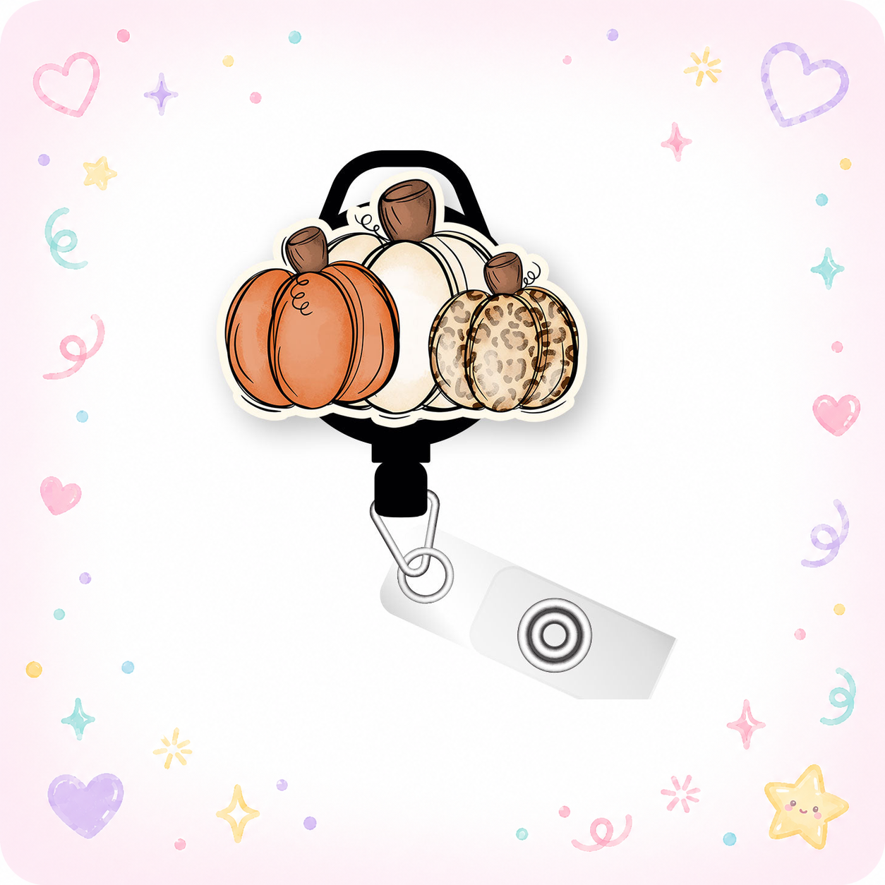 Chic Pumpkins Pop Topper Swapfinity Retractable ID Badge Reel - - Topperswap