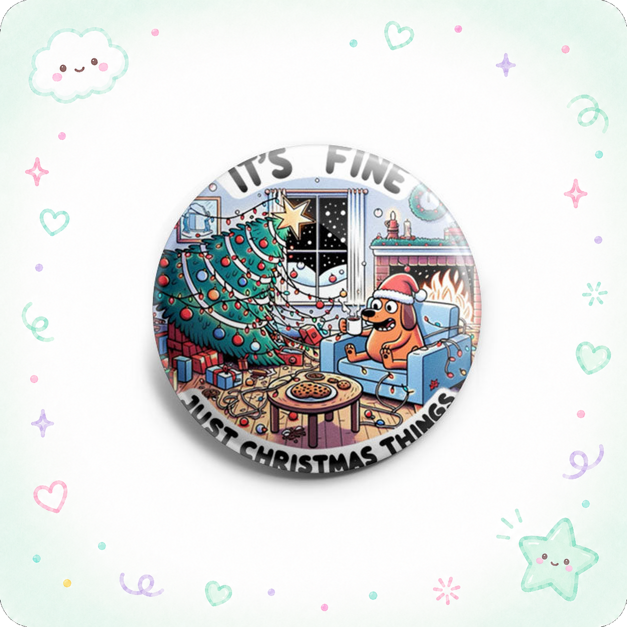 Fiery 'It's Fine' Festive Meme Topper - - Topperswap