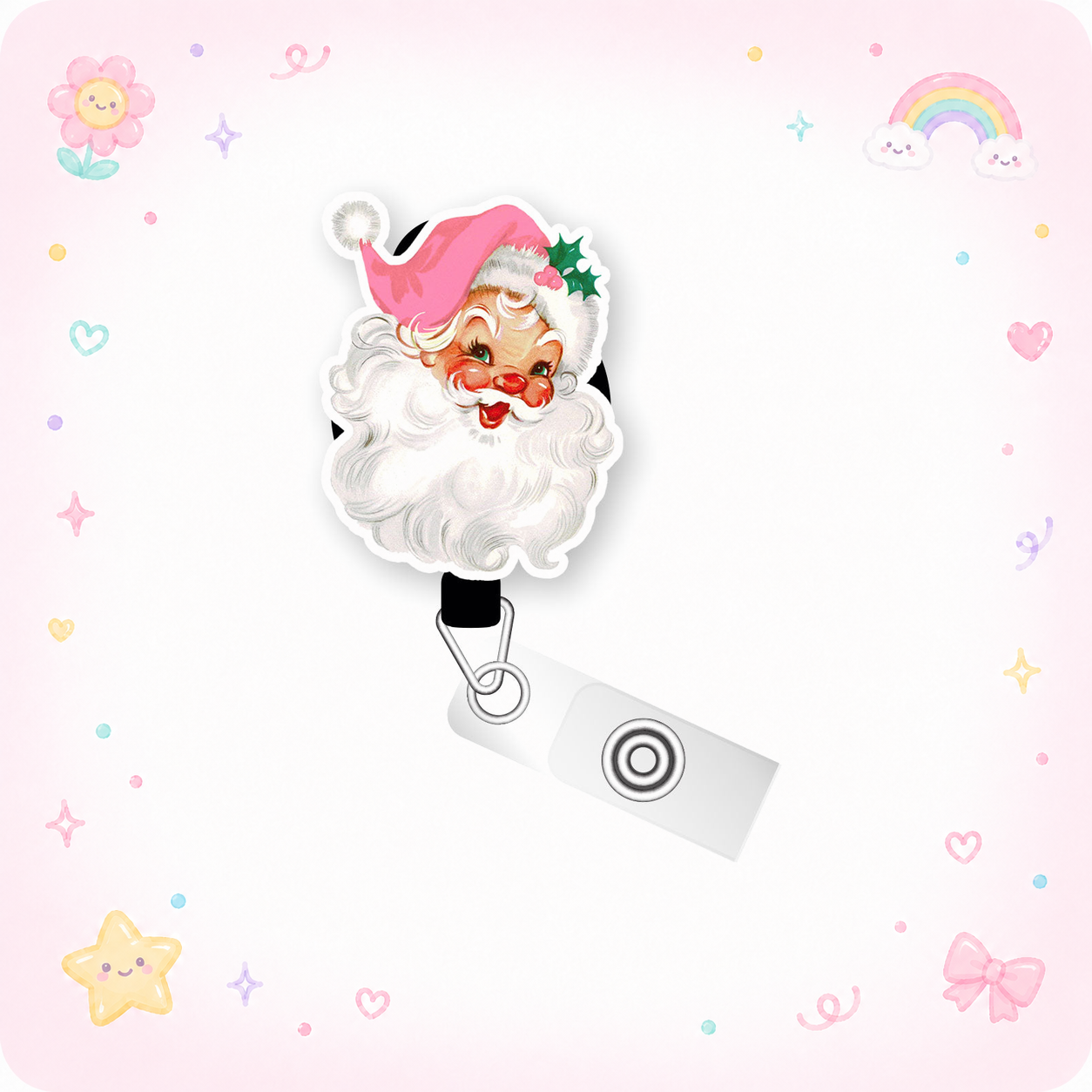 Ho Ho Ho Santa Pop Topper Swapfinity Retractable ID Badge Reel - - Topperswap