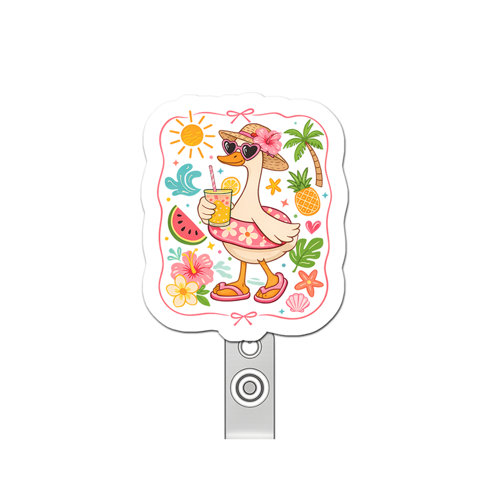 Tropical Vibes Guru Pop Topper Swapfinity Retractable ID Badge Reel - - Topperswap