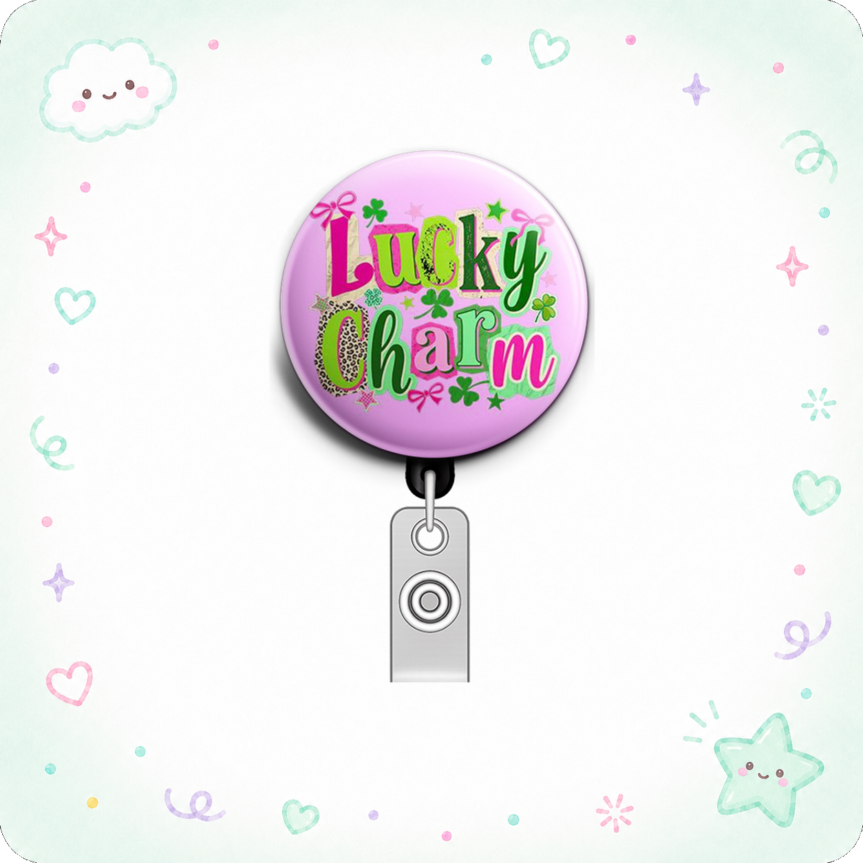 Lucky Charm Swapfinity Retractable ID Badge Reel - - Topperswap