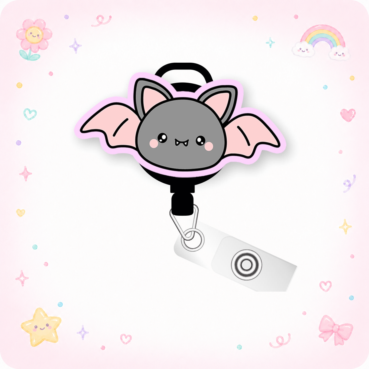 Sweet Lil Bat Pop Topper Swapfinity Retractable ID Badge Reel - - Topperswap