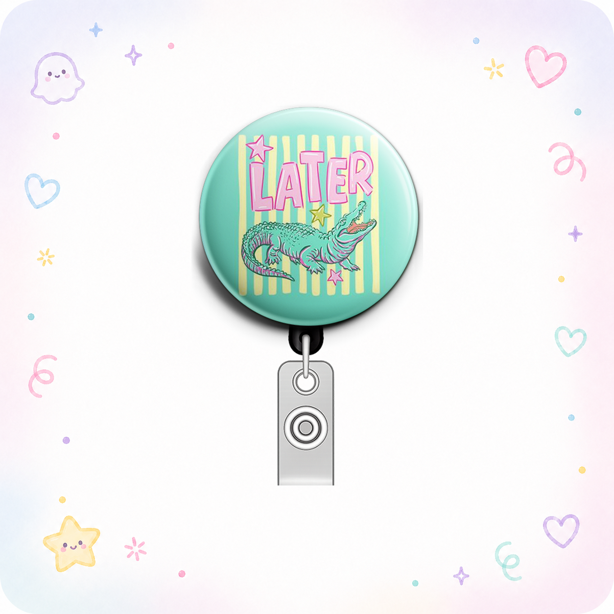 Procrastination Alligator Swapfinity Retractable ID Badge Reel - - Topperswap