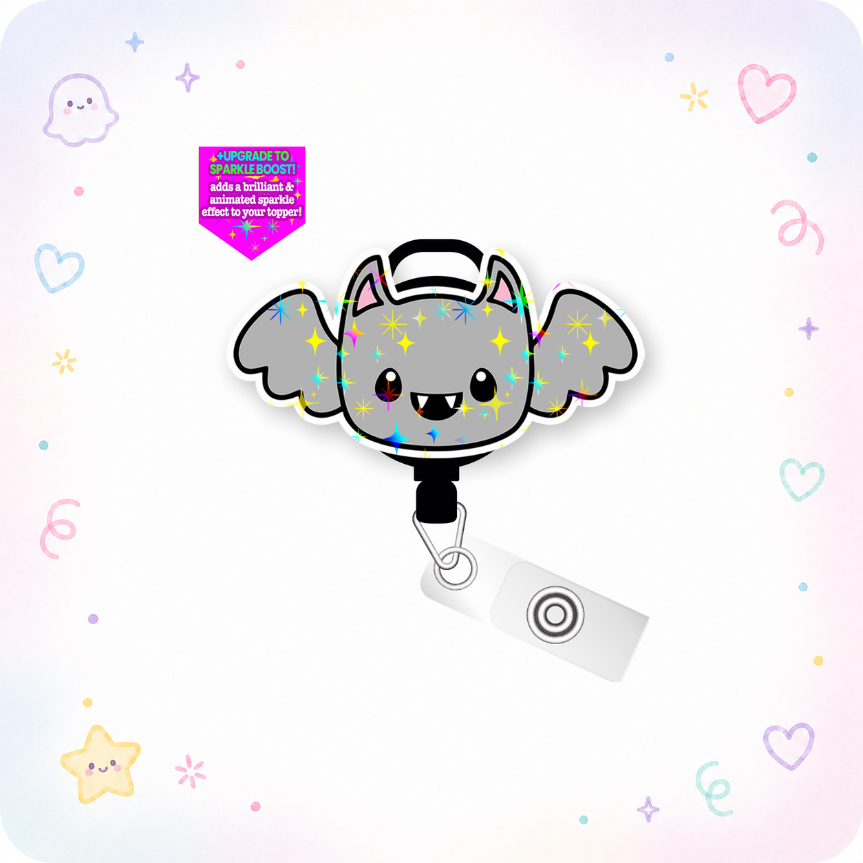 Batty Delight Pop Topper Swapfinity Retractable ID Badge Reel - - Topperswap
