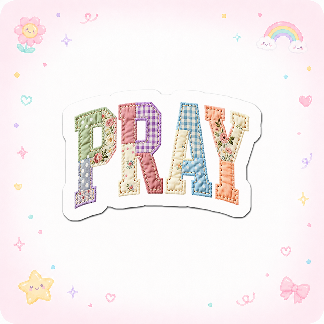 Patchwork Pray Power Sticker - - Topperswap