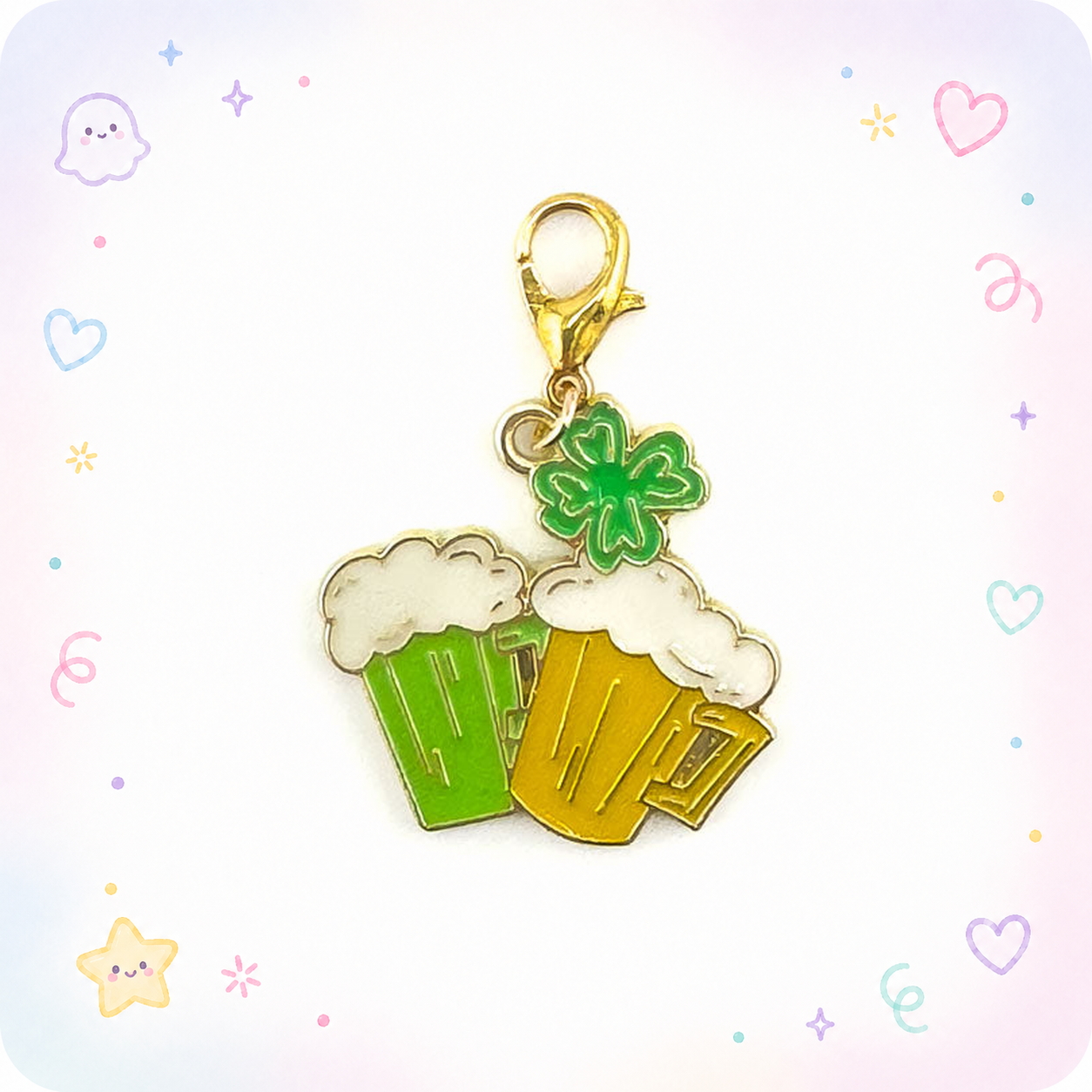 Lucky Cheers St. Patrick’s Day Beer Charm Swapfinity Badge Reel Add-on - - Topperswap