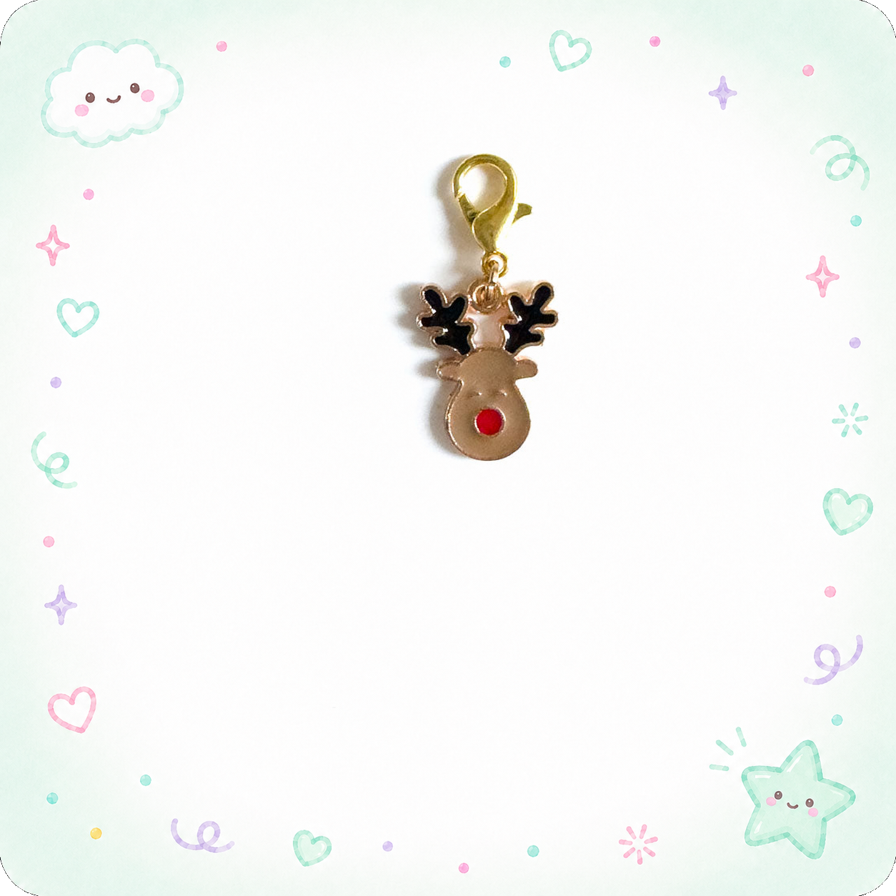 Reindeer Face Charm Swapfinity Badge Reel Add-on - - Topperswap
