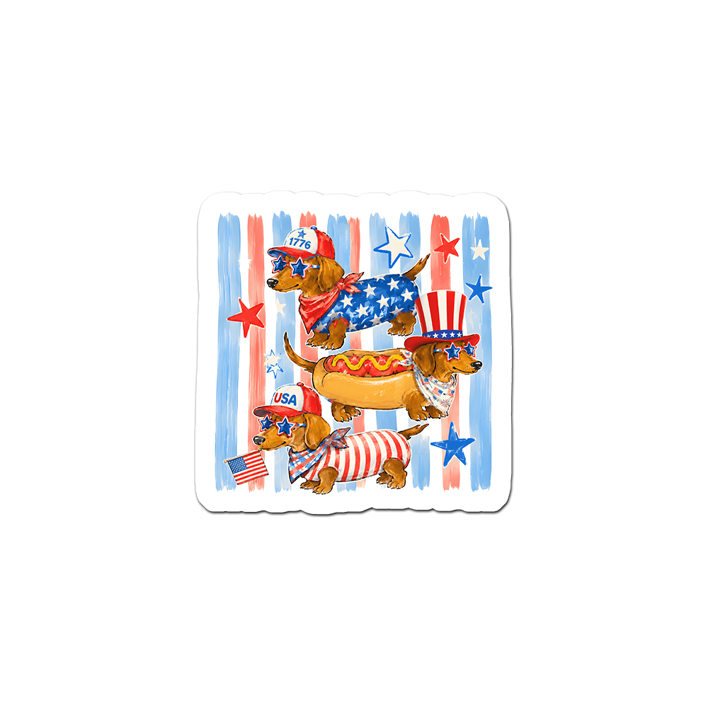 Patriotic Pup Parade Sticker - - Topperswap