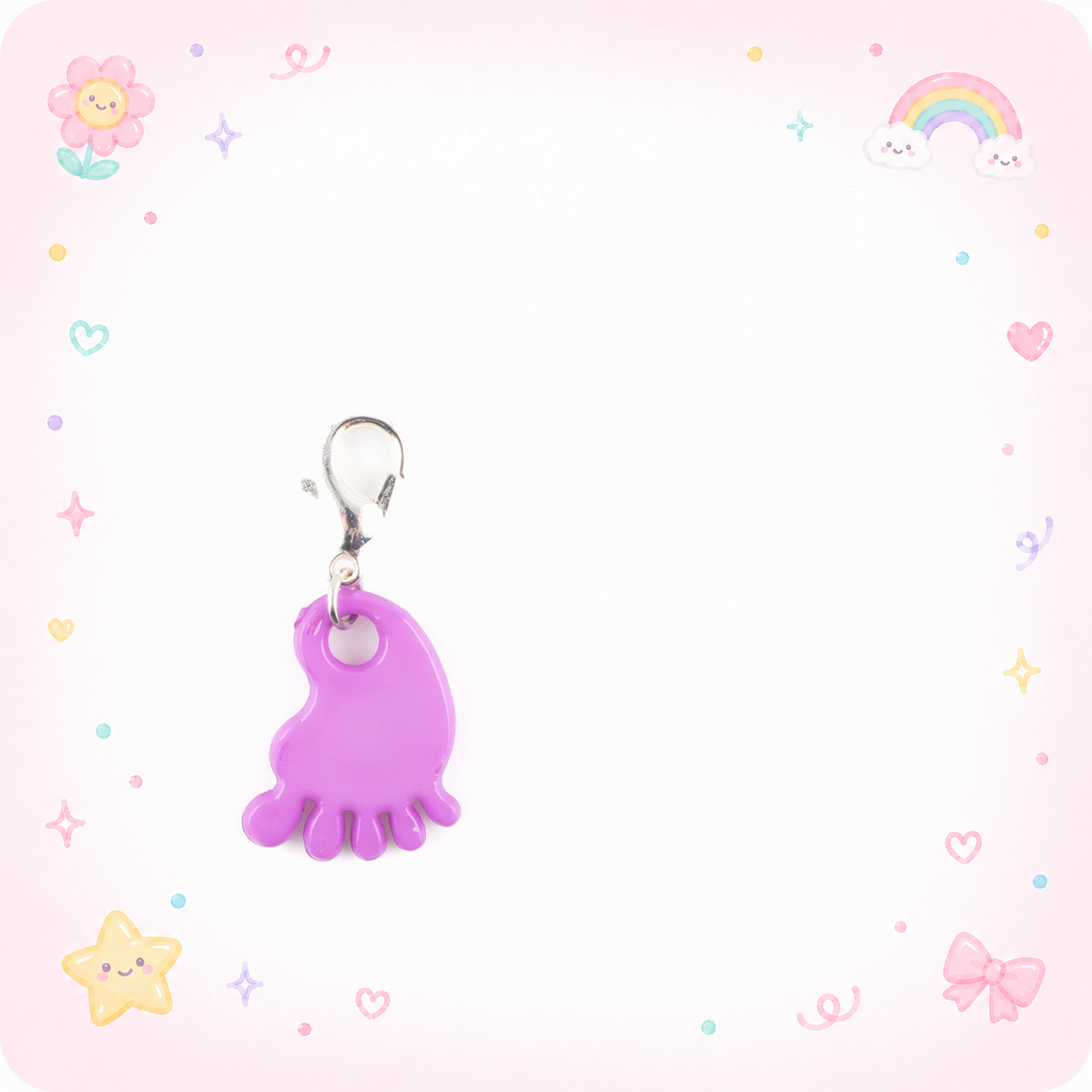 Purple Baby Foot Charm Swapfinity Badge Reel Add-on - - Topperswap