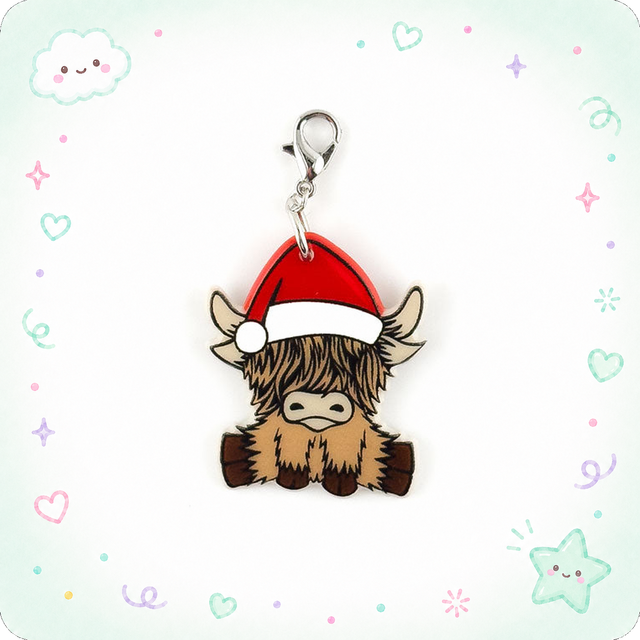 Highland Holiday Cow Charm Swapfinity Badge Reel Add-on - - Topperswap