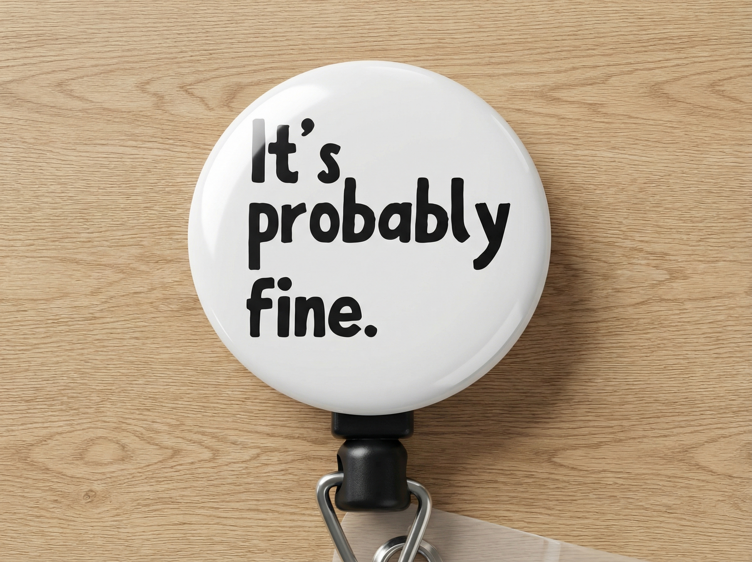 It's Probably Fine Retractable ID Badge Reel • Funny Nurse Badge Holder • Swapfinity - - Topperswap