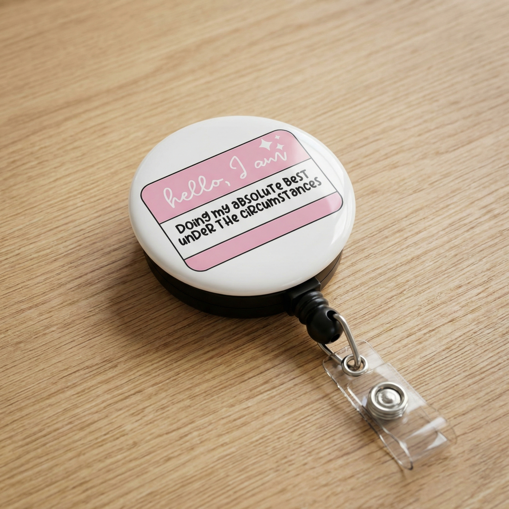 Doing My Best Hello Sticker Swapfinity Retractable ID Badge Reel - - Topperswap