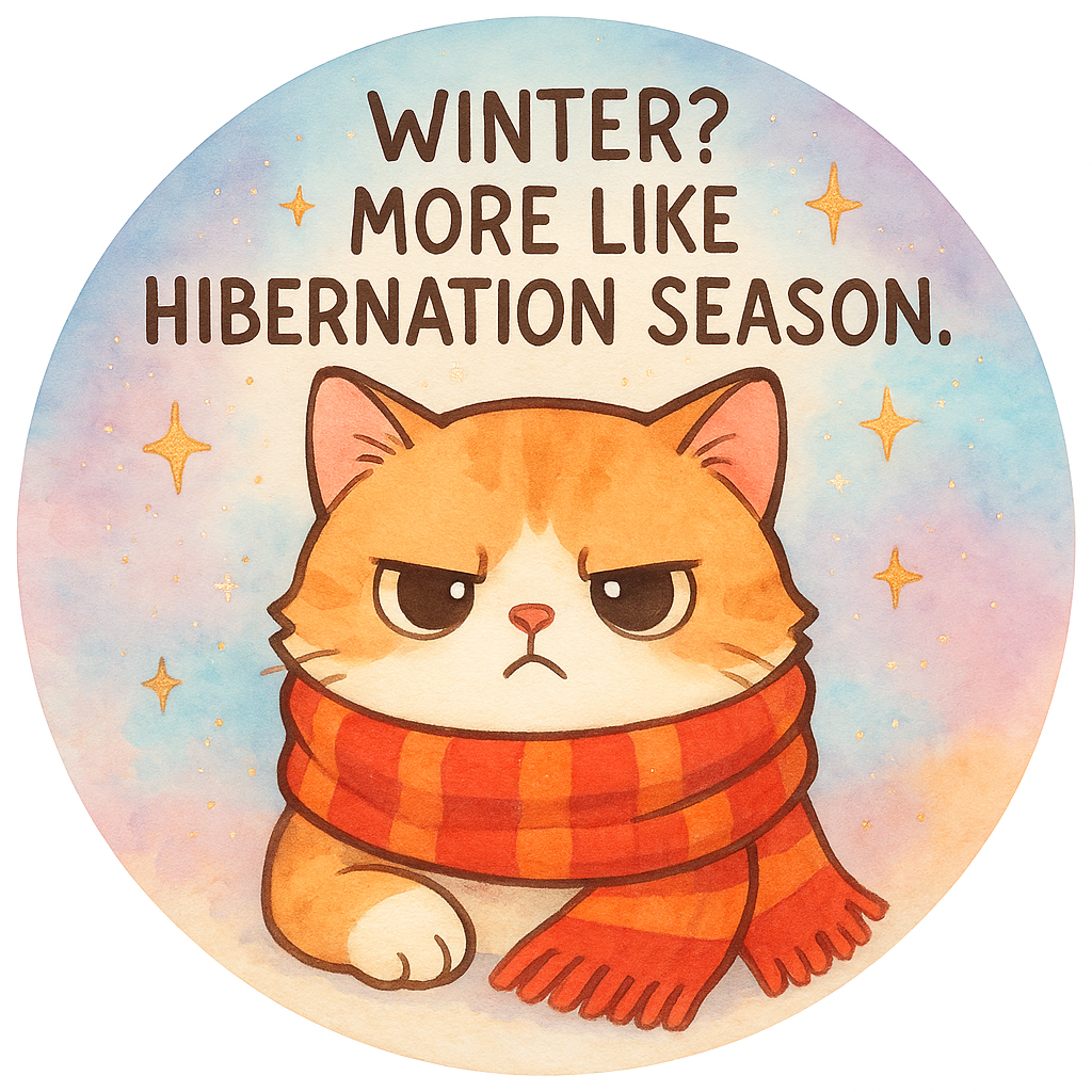 Custom Design – Grumpy cat with a scarf: 'Winter? More like Hibernation Seas… - - Topperswap