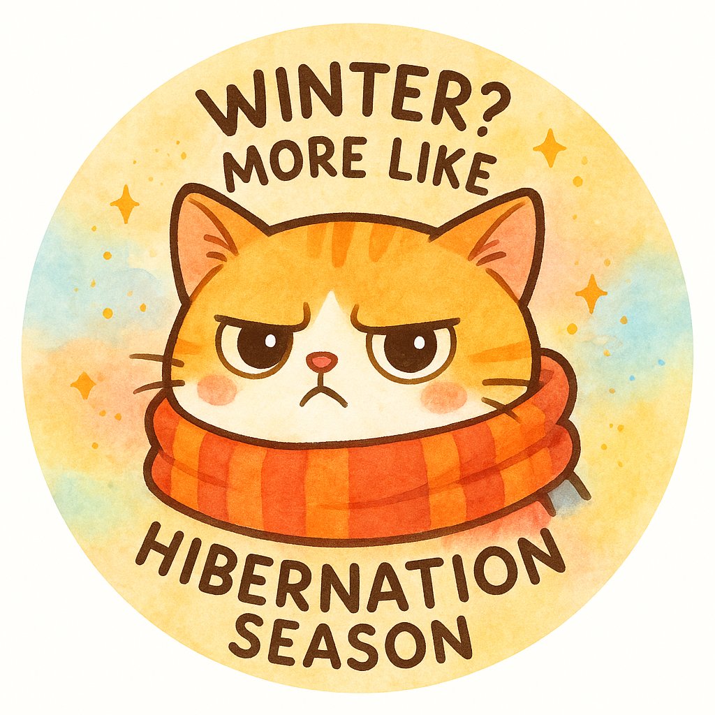 Custom Design – Grumpy cat with a scarf: 'Winter? More like Hibernation Seas… - - Topperswap