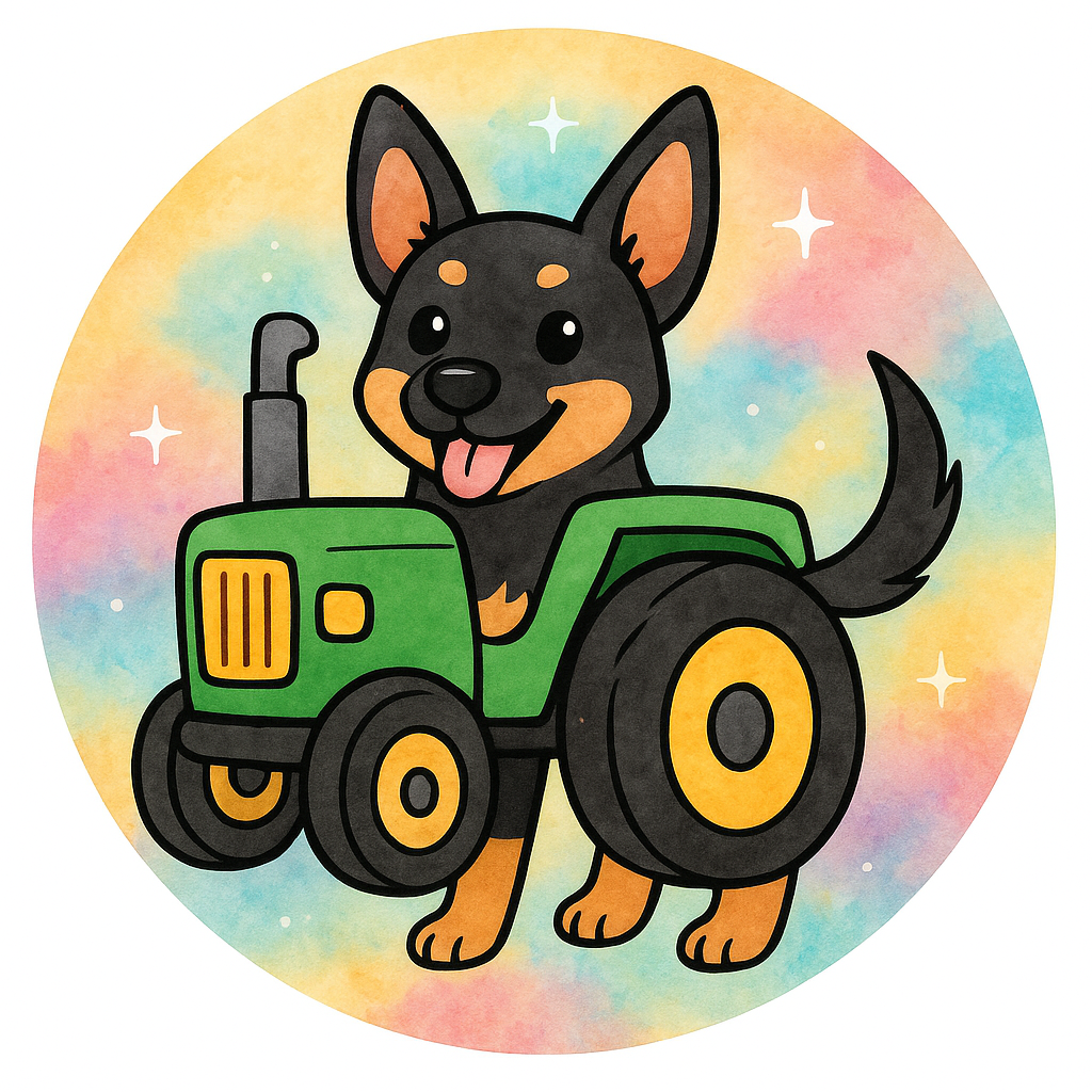 My pet dressed in a tractor costume 