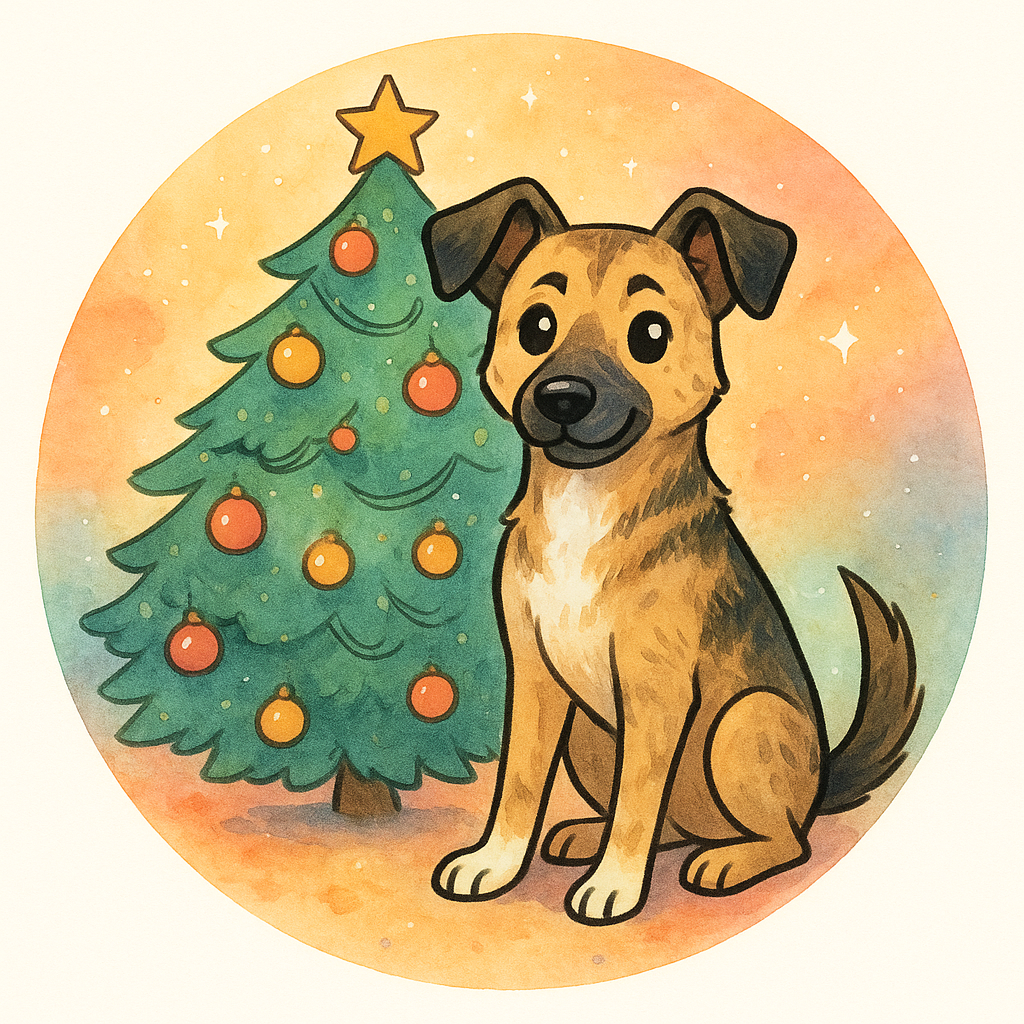 Sitting in front of Christmas tree