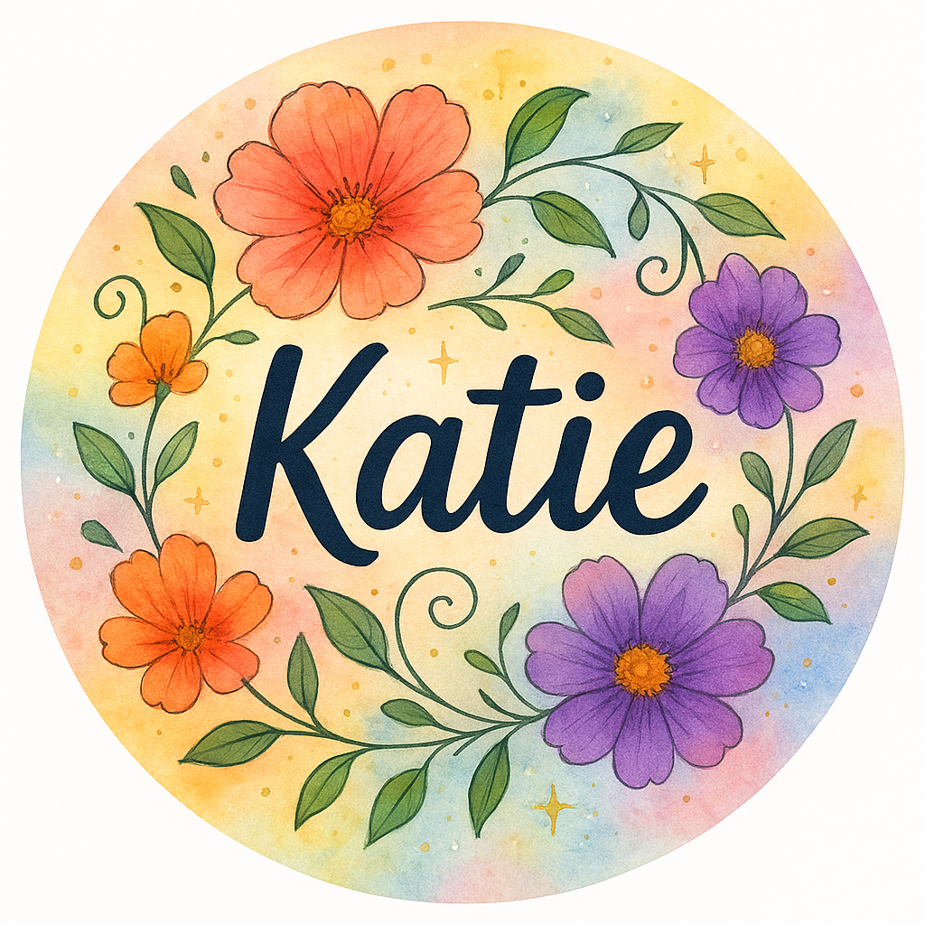 A personalized design prominently featuring the name "Katie"…