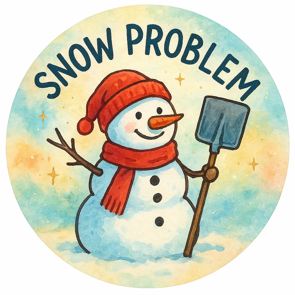 Snowman with shovel and text 'Snow Problem'
