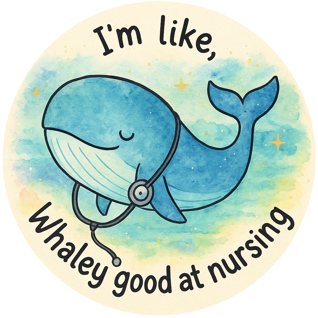 A whale wearing a stethoscope in front of an ocean backgroun…