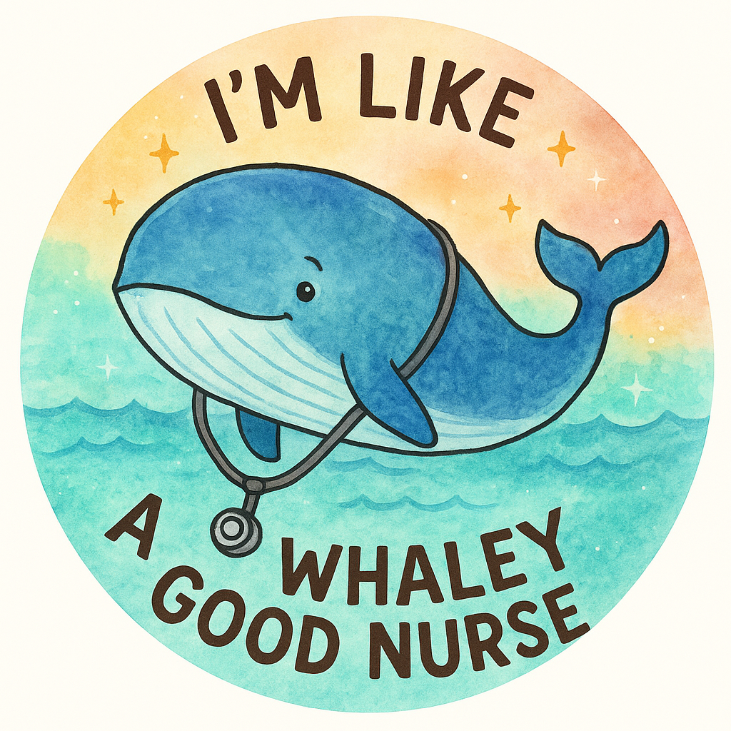 A whale wearing a stethoscope in front of an ocean backgroun…