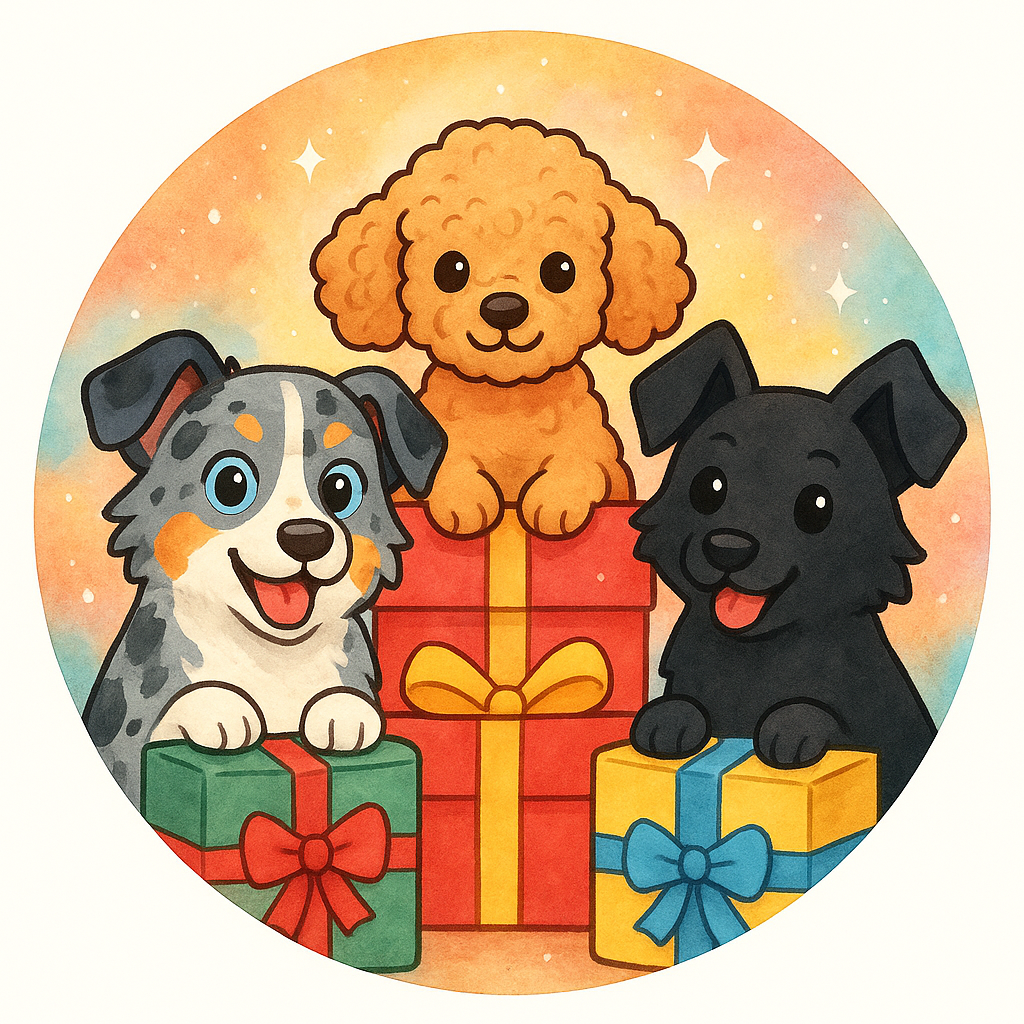 Peek of of a pile of presents 