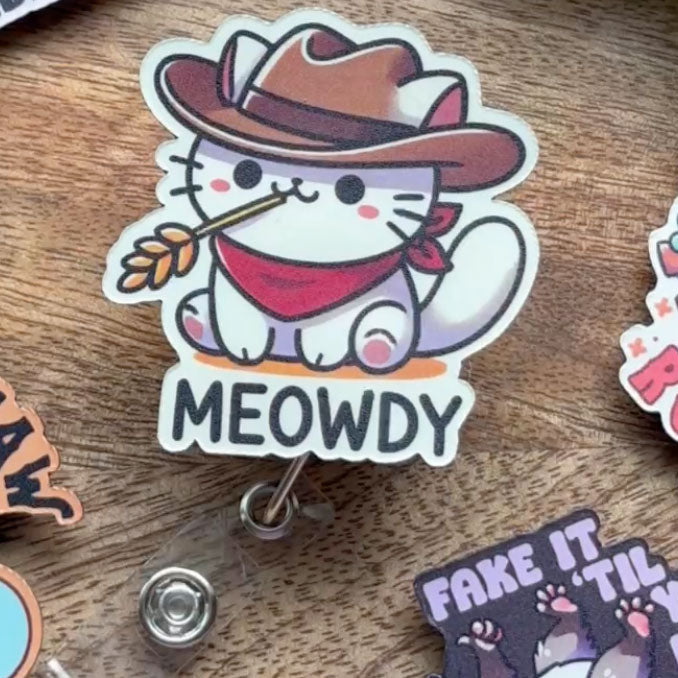 Meowdy Pop Topper Swapfinity Retractable ID Badge Reel -  - Topperswap