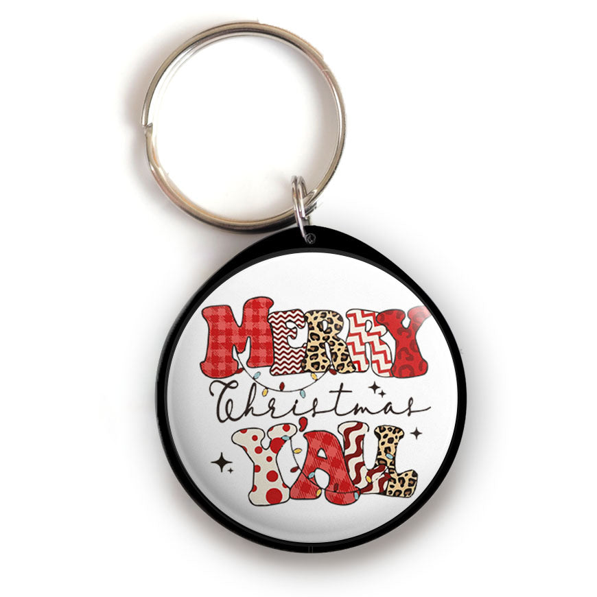 Merry Christmas Y'all Winter Pattern Keychain -  - Topperswap