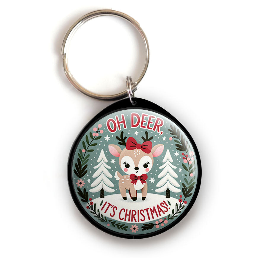 Oh Deer Christmas Bow Keychain -  - Topperswap